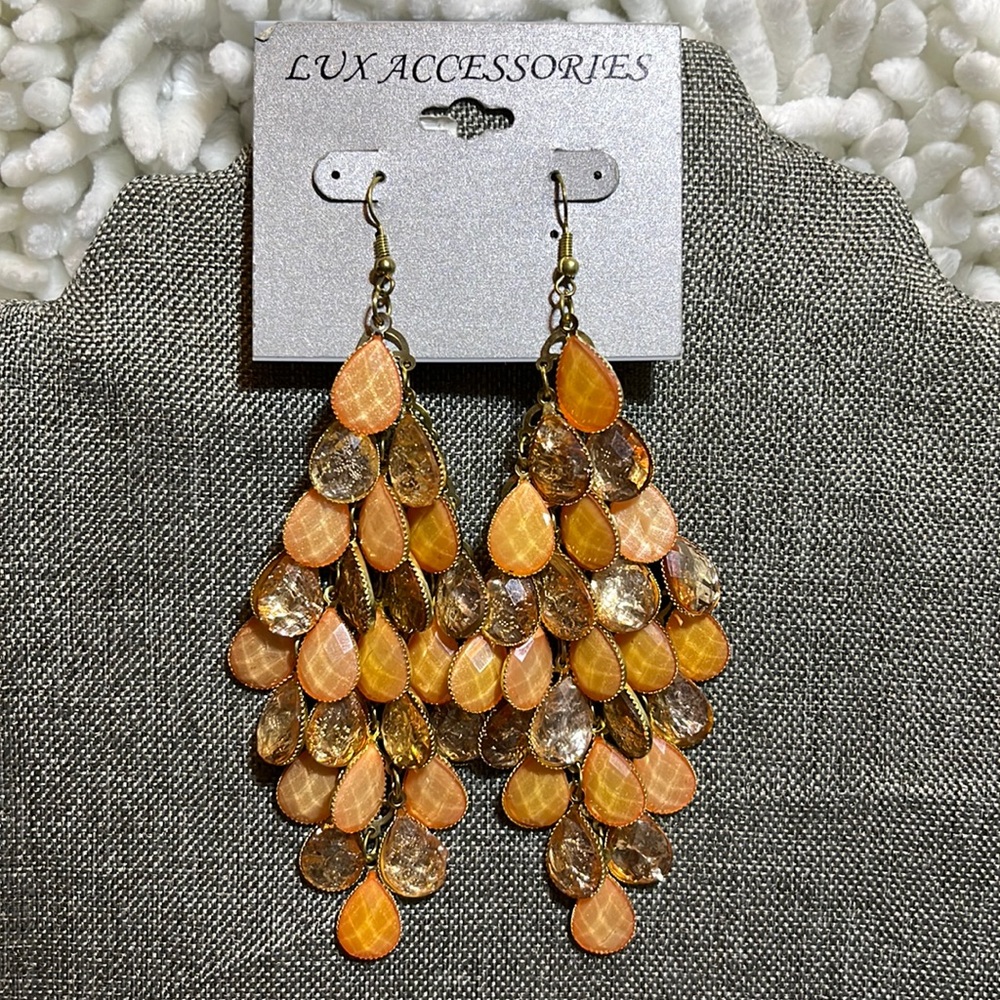 Lux Accessories Gold Tone Chandelier Earrings - NEW